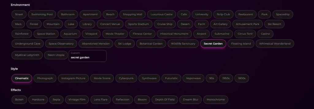 Seduced AI Scene & Pose Selection
