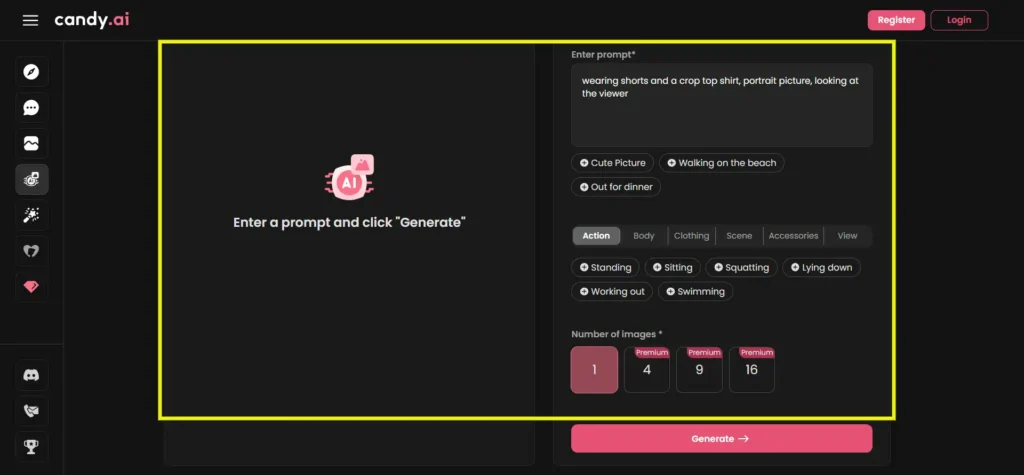 Candy AI User Interface