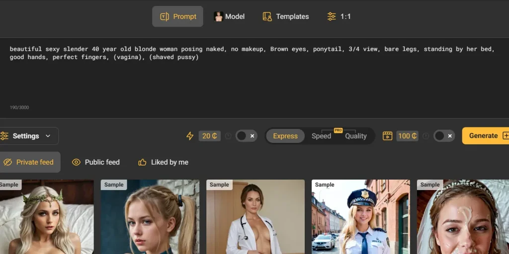 PornWorks AI Image Creation Interface