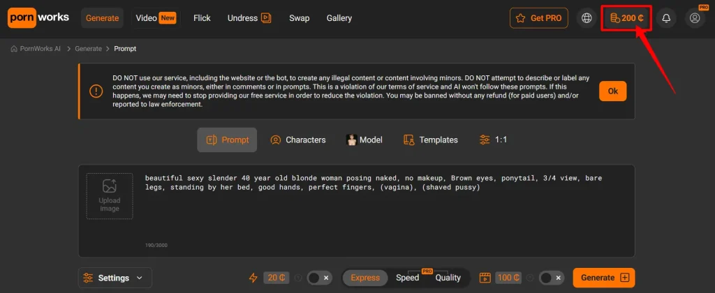 Pornworks AI Coupon Code 200-Free Credits