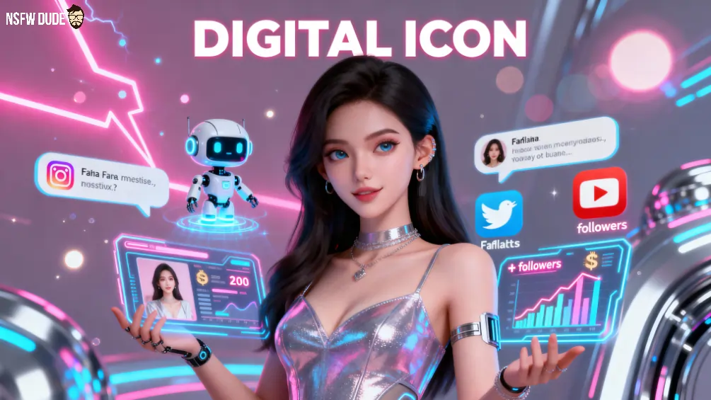 AI-powered virtual influencer creating digital content