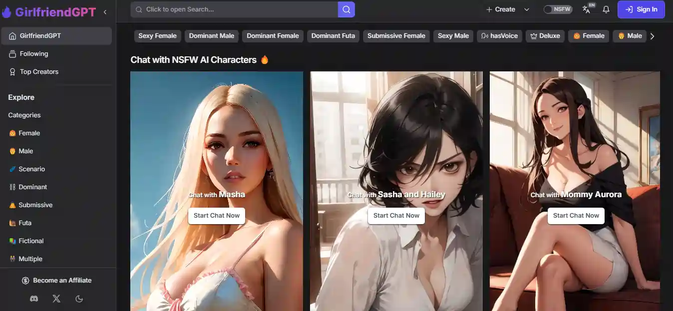 GPTGirlfriend - AI NSFW Chatbot