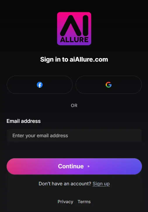 AIAllure sign up
