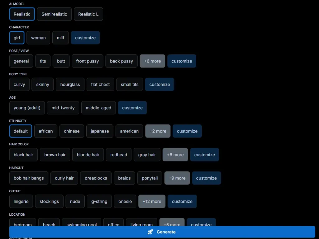 AINudez Advanced settings