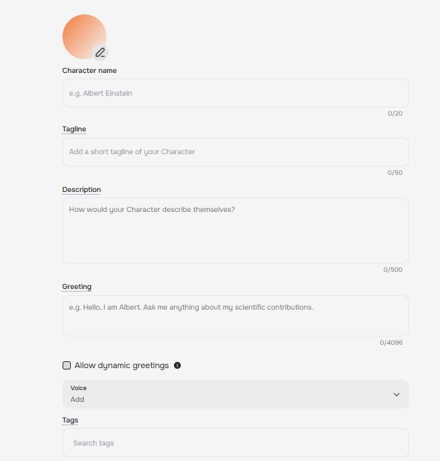 Character AI Customization of Character