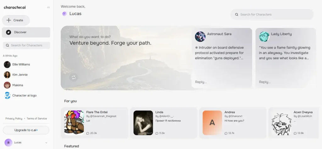 Character AI User Interface