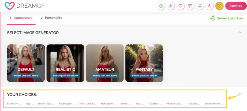 DreamGF Character Customization