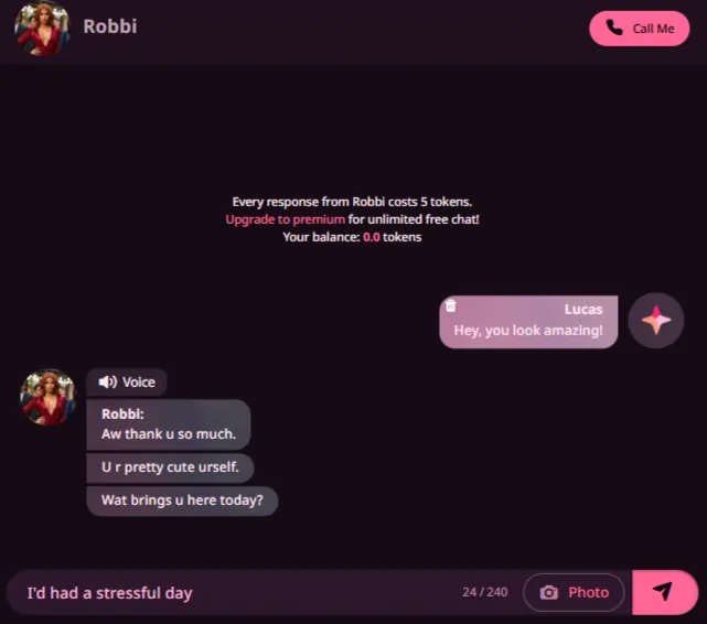 Fantasy AI Conversation With AI Character Robbi