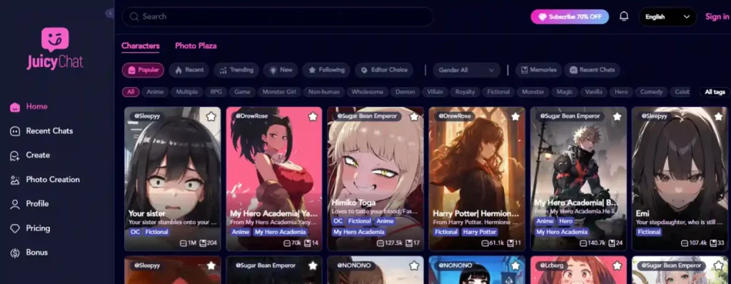 JuicyChat AI User Interface