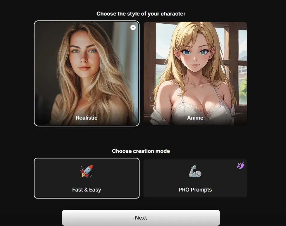 LoveScape Create Character Feature