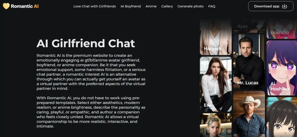 Romantic AI Homepage