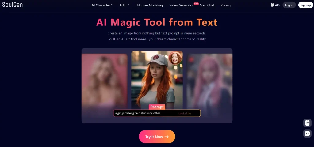 SoulGen AI homepage