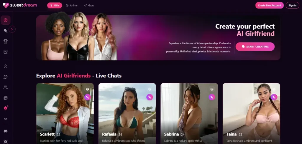 Sweetdream AI Homepage