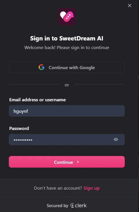 Sweetdream AI Sign up