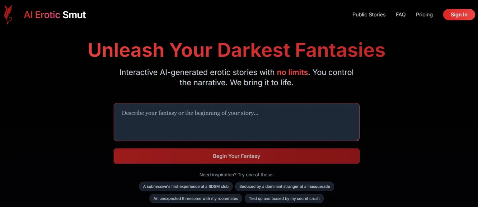 AI Erotic Smut Homepage