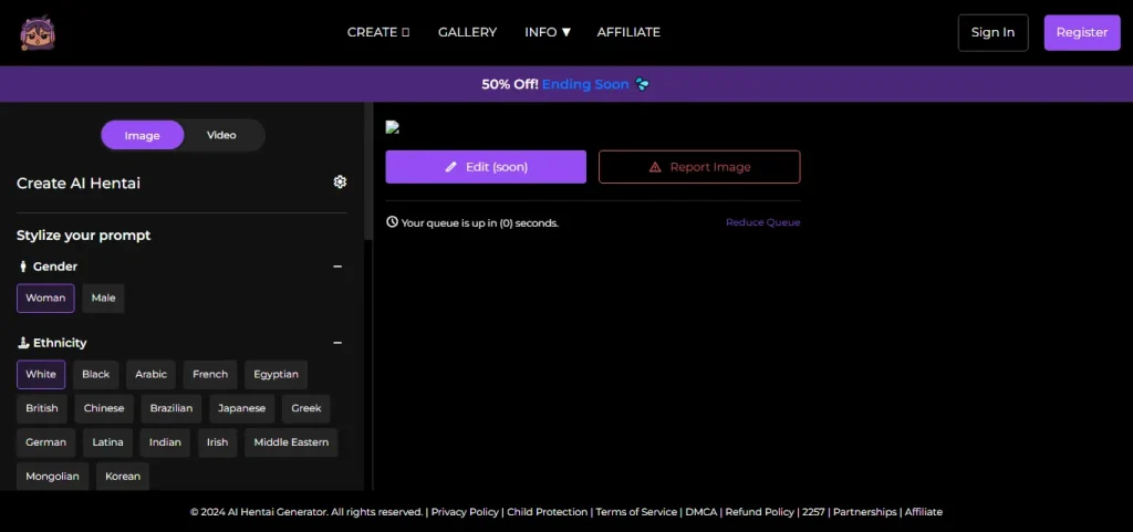 AI Hentai Generator Homepage