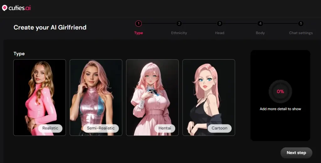 Cuties.ai Custom Character Creation