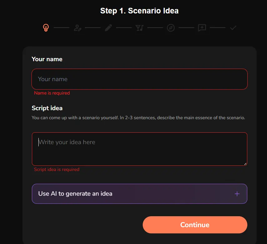 EroPlay AI Create scenario