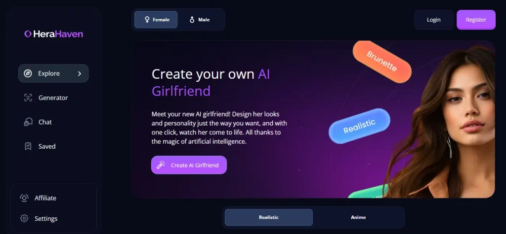 HeraHaven AI Homepage