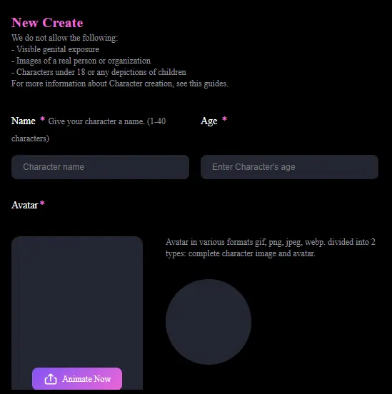 Lovein AI Character Creation