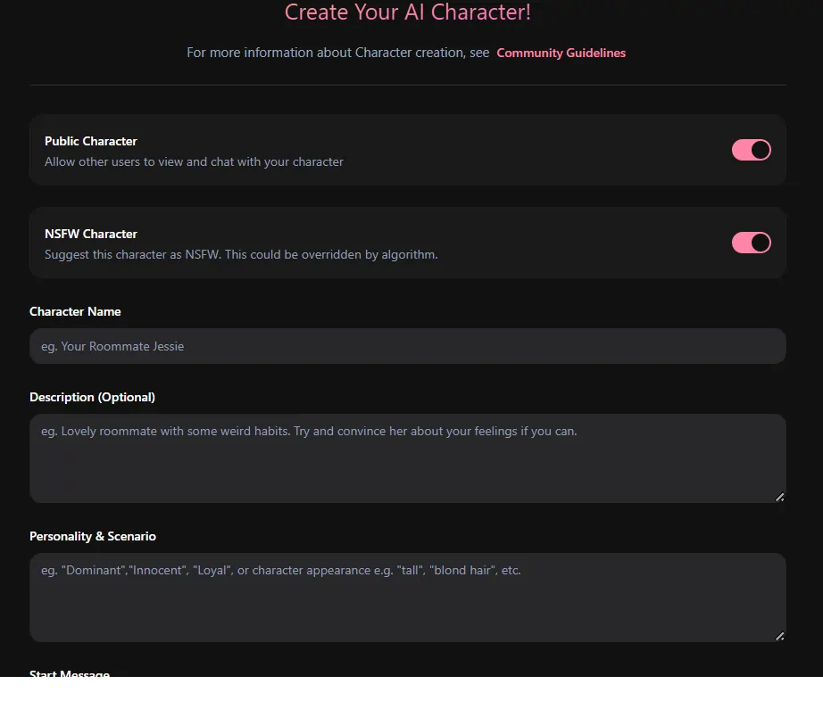 Rolemantic AI Character Customization