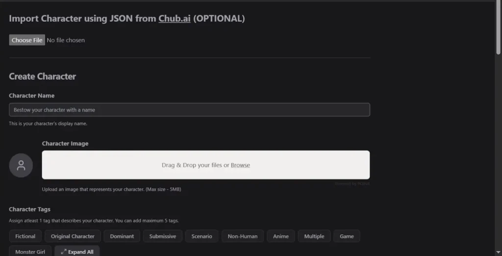 Tickles AI Custom Character Creation