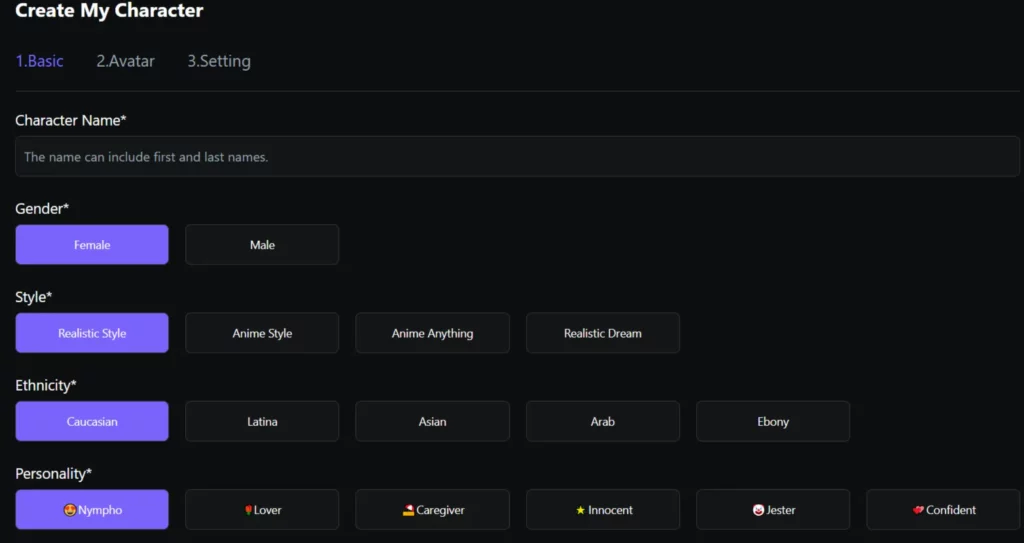Yumchat AI Character Creation