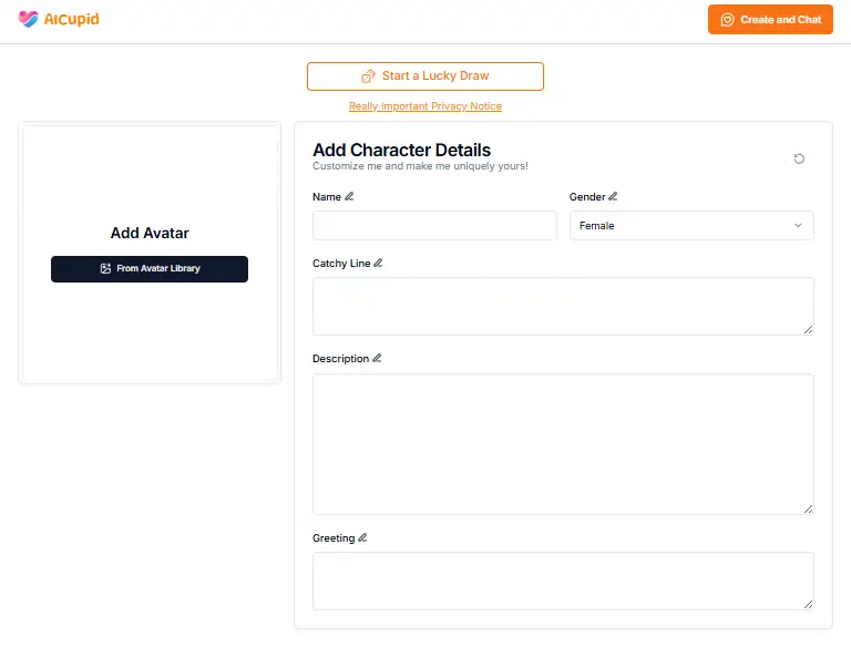 AICupid Create AI Character