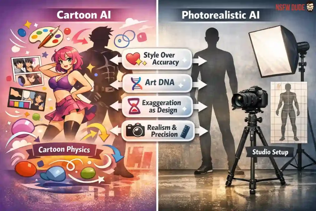 Cartoon AI Differs From Photorealistic Generators