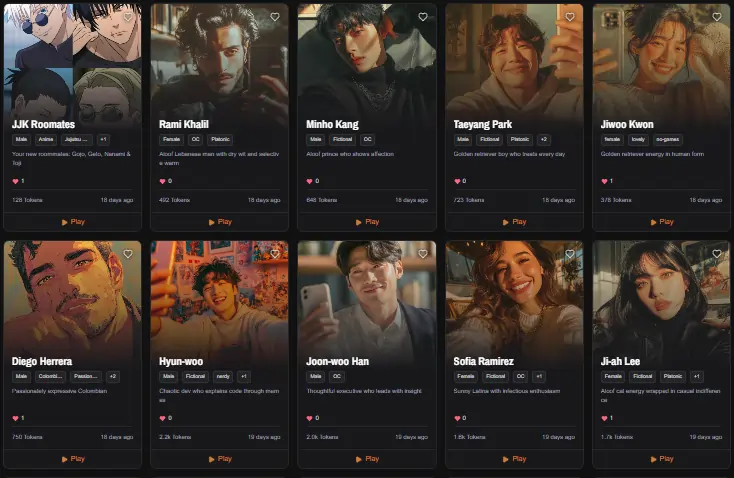 Harpy AI Character Database