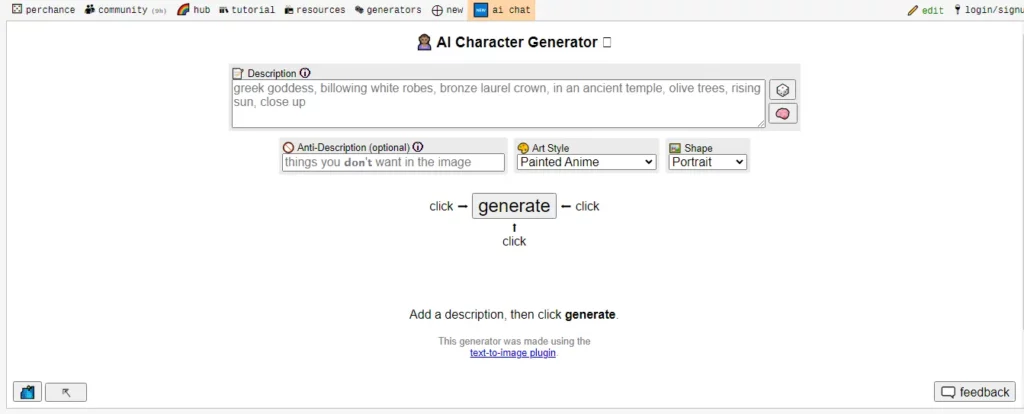Perchance AI Character Generator
