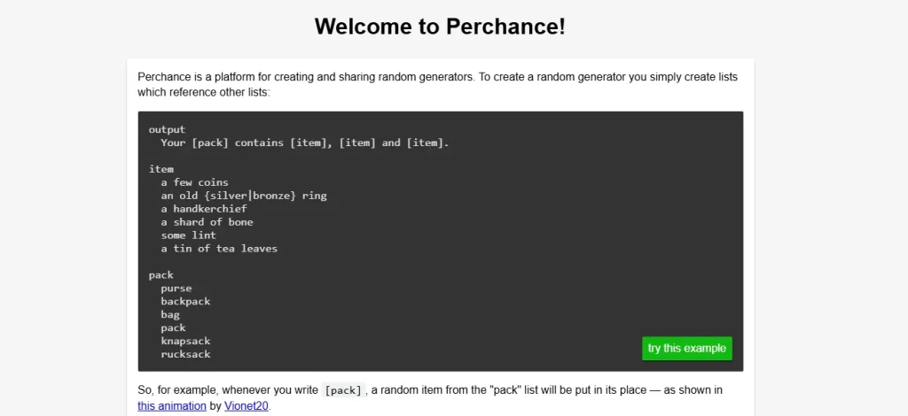 Perchance AI Homepage
