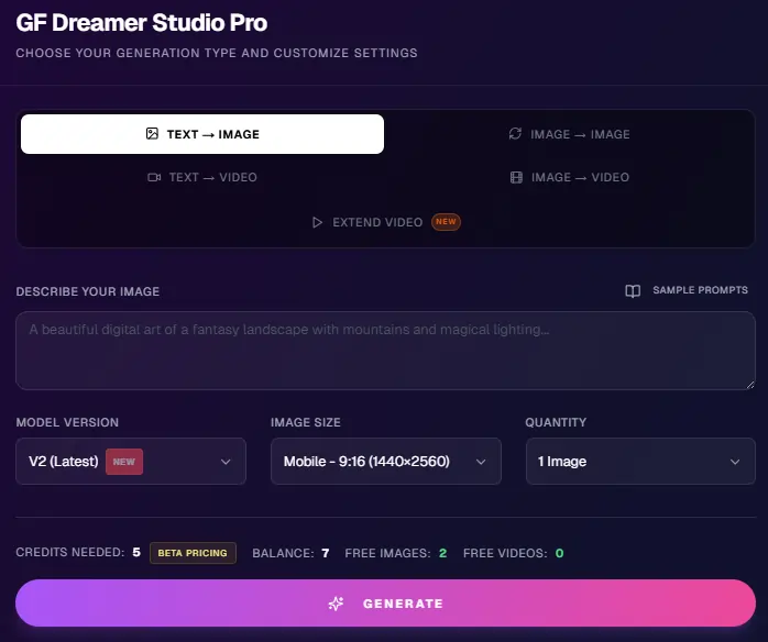 FreeGF AI GF Dreamer Studio Pro