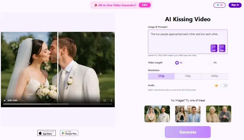 Funy AI Kissing Video