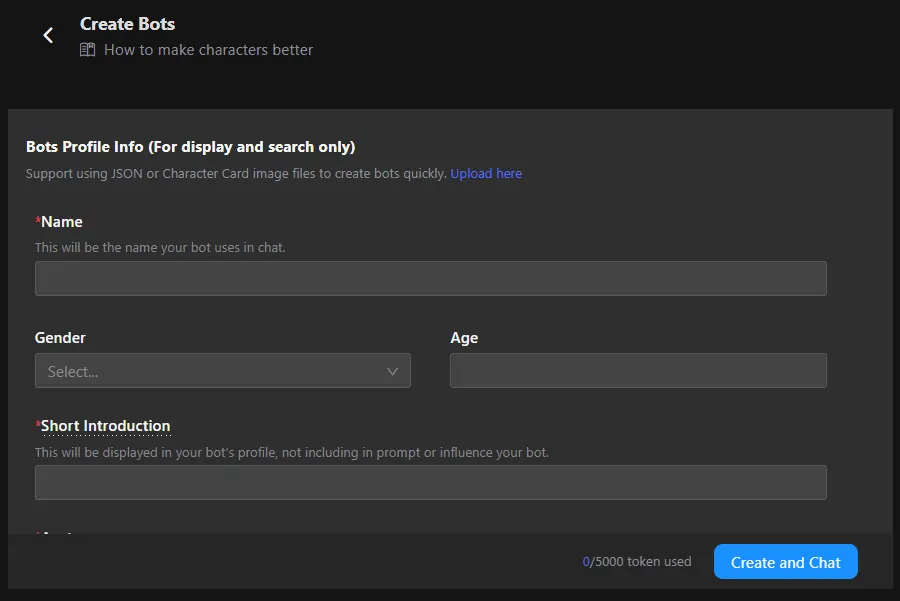 Joyland AI Create Bot