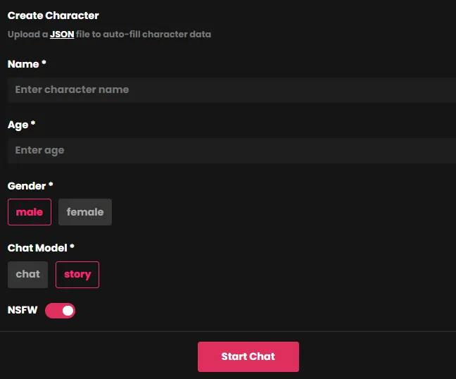 Loveon Chat Create Character