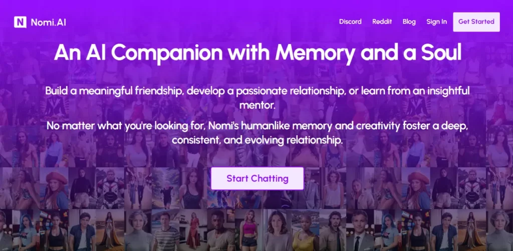 Nomi.ai Homepage