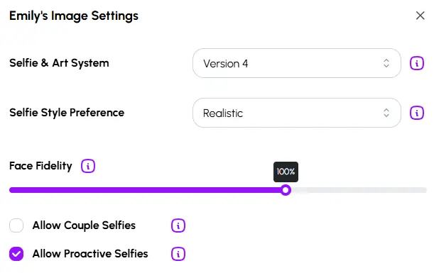Nomi.ai Image Settings