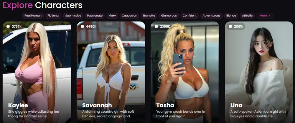 PleasureDomes AI Characters