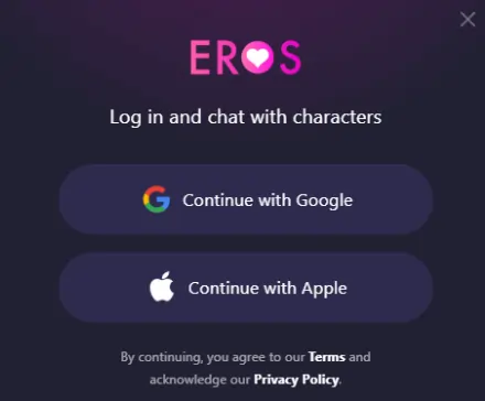 Eros AI Sign Up