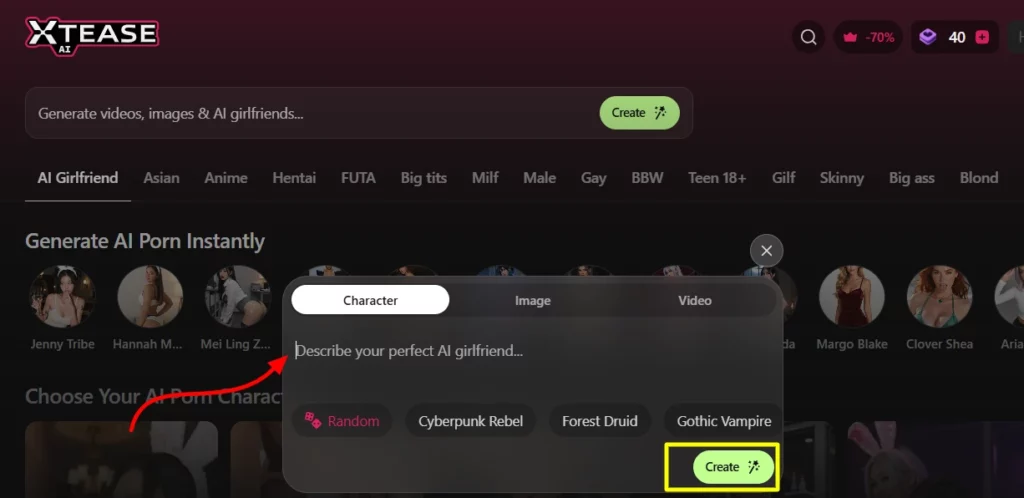XTEASE AI Custom AI Character Creator