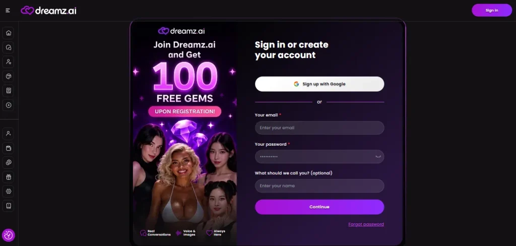 Dreamz AI - Sign Up