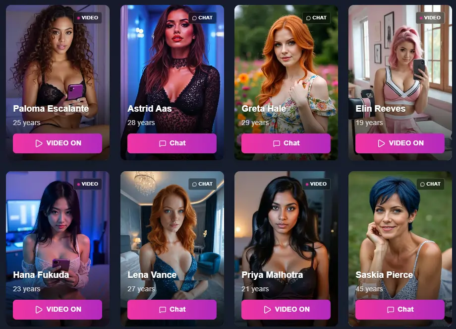 FLIRTcam.AI Pre-Built AI Companions