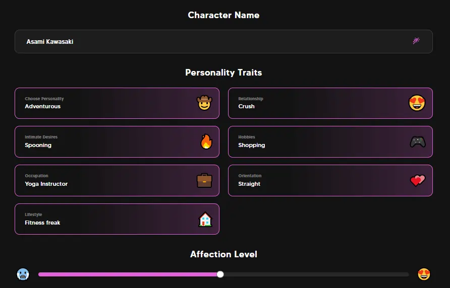 Sauci AI - AI Companion Personality Traits