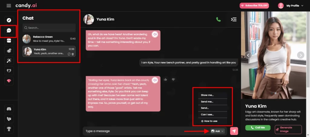 Candy AI - In-Chat Image Generation