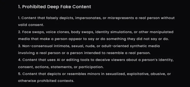 LustCrush AI - Deepfake Policy