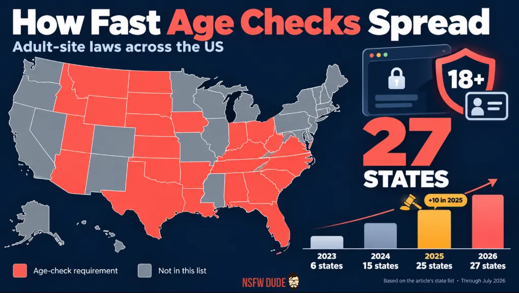 US age verification adult-site laws across 27 states